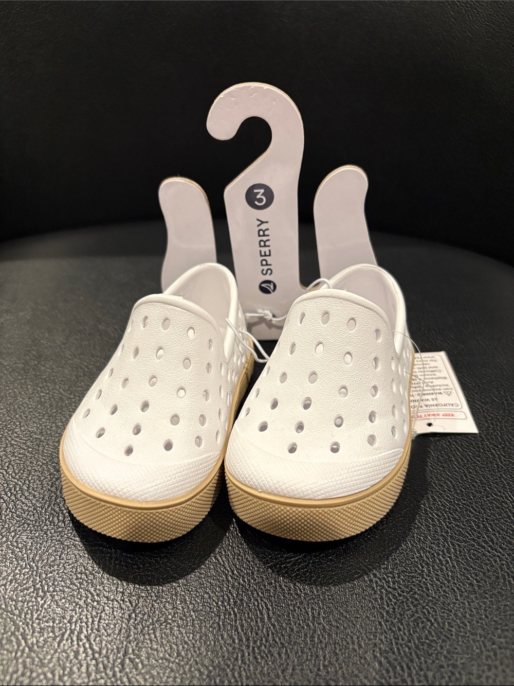 Sperry Kids White Slip-On Sneakers with Tan Outsole